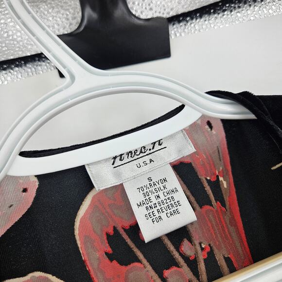 Anes A Cardigan Black Red Burnout Velvet Butterfly Art to wear Lagenlook Size S - Picture 3 of 6